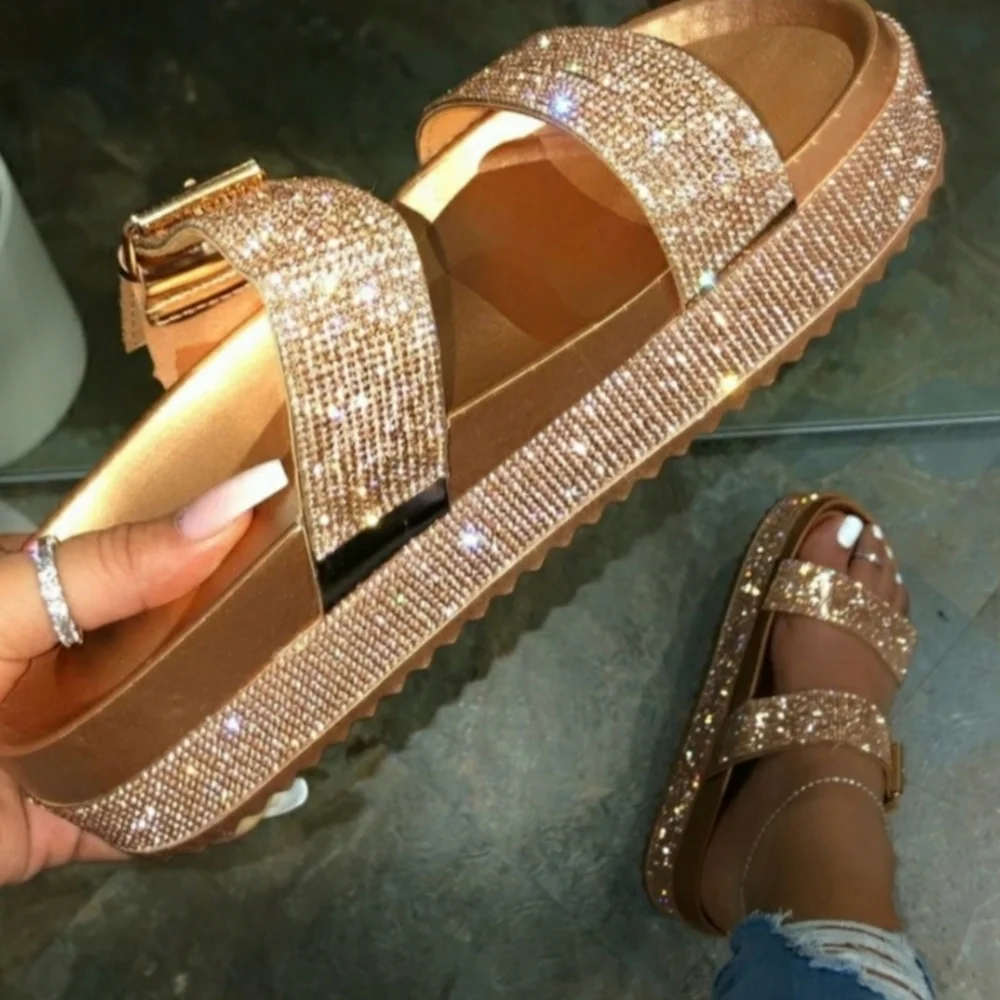 5,7 !! Bling blingRHINESTONE SANDAL-Rose Gold